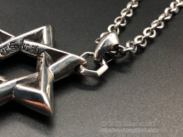chrome hearts銀飾 克羅心大號六芒星吊墜28寸龍蝦扣鏈 克羅心銀飾品 925銀首飾  gjc1855